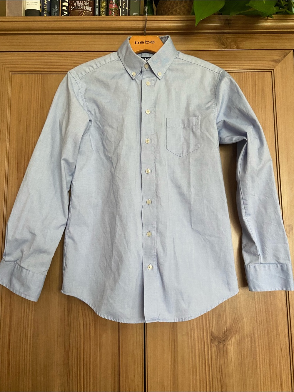 CHAPS Light Blue Button-Down Boys Dress Shirt Chambray Size 14 Great Condition